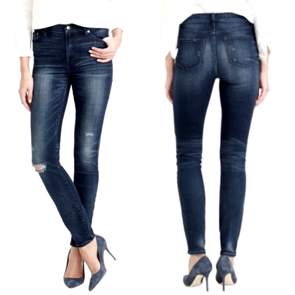 J. Crew Lookout High Rise Distressed Dark Wash Skinny Jean Sz 27